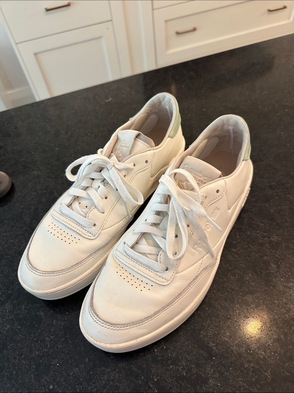 All Leather Reebok C Club Cream and Mint